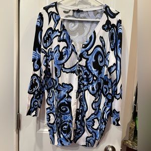 Cyrus Blue Floral Cardigan Sweater Sz XXL 2x